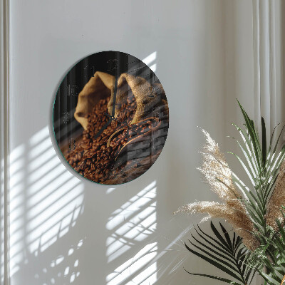 Wanduhr glas rund Kaffeebohnen