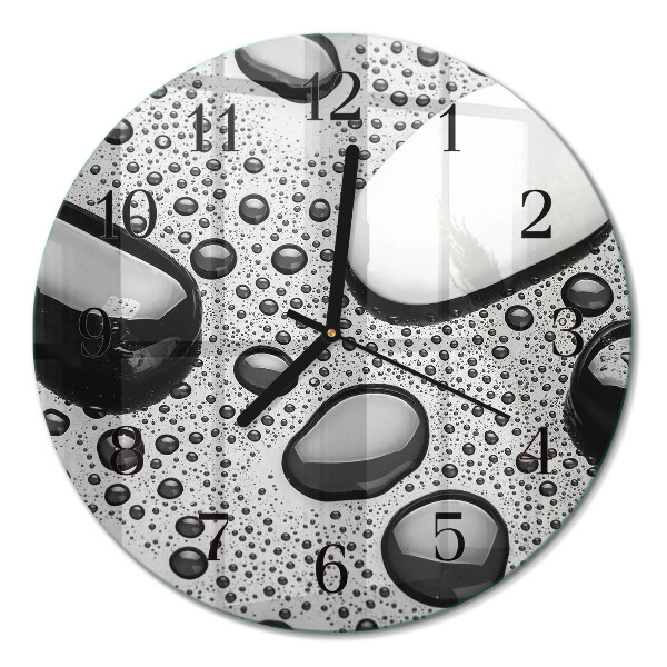 Glas wanduhr mit motiv rund Steine