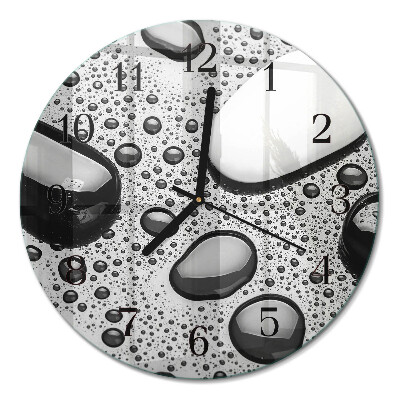 Glas wanduhr mit motiv rund Steine