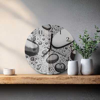 Glas wanduhr mit motiv rund Steine