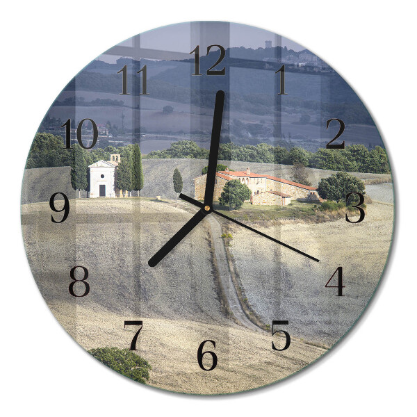 Runde wanduhr aus glas Landschaft