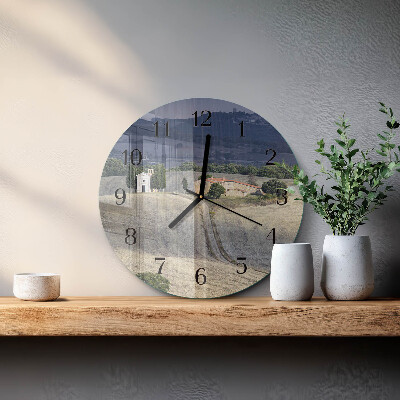 Runde wanduhr aus glas Landschaft