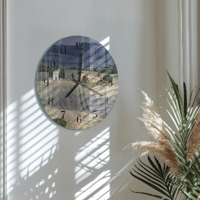 Runde wanduhr aus glas Landschaft