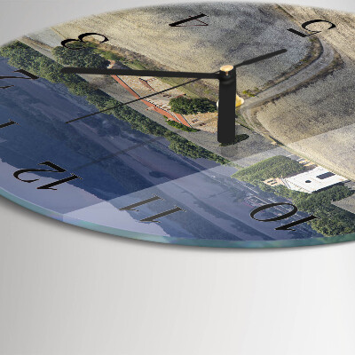 Runde wanduhr aus glas Landschaft