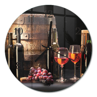 Glas wanduhr mit motiv rund Ein Fass Wein