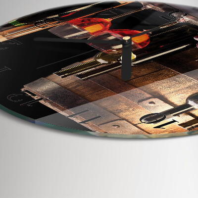 Glas wanduhr mit motiv rund Ein Fass Wein
