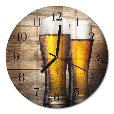 Glas wanduhr mit motiv rund Bier