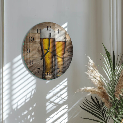 Glas wanduhr mit motiv rund Bier