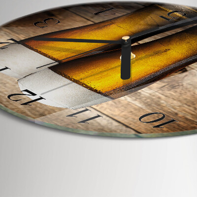 Glas wanduhr mit motiv rund Bier