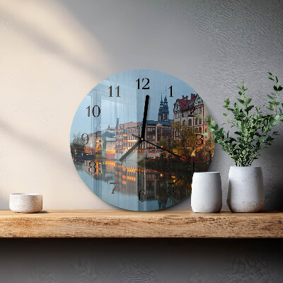Glas wanduhr mit motiv rund Altstadt