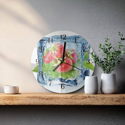 Glas wanduhr mit motiv rund Erdbeereis