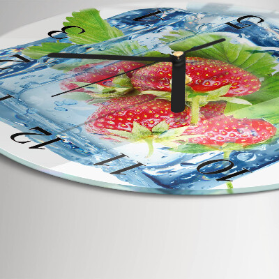Glas wanduhr mit motiv rund Erdbeereis