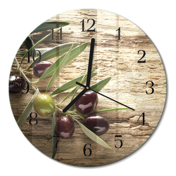 Wanduhr glas rund Oliven