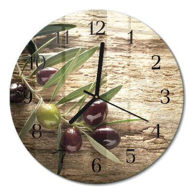 Wanduhr glas rund Oliven