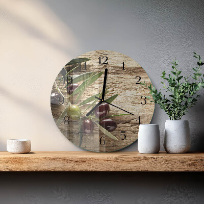 Wanduhr glas rund Oliven
