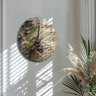 Wanduhr glas rund Oliven