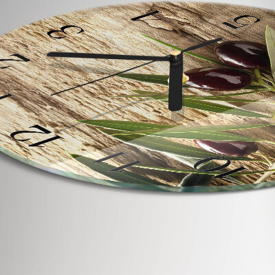 Wanduhr glas rund Oliven