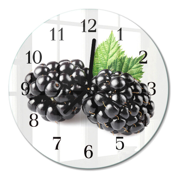 Wanduhr glas rund Brombeeren