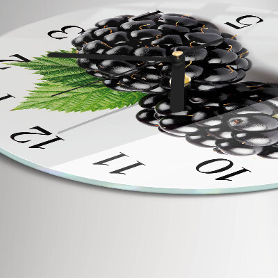 Wanduhr glas rund Brombeeren