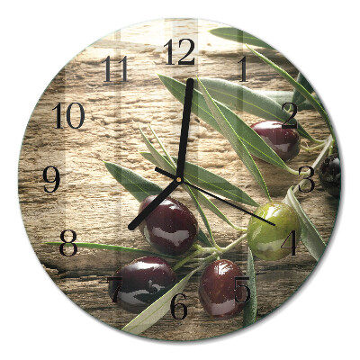 Wanduhr glas rund Oliven