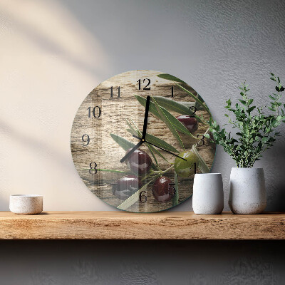 Wanduhr glas rund Oliven