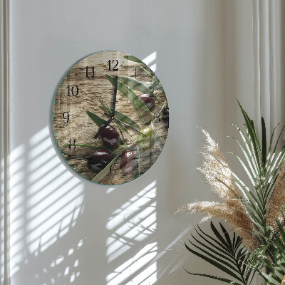 Wanduhr glas rund Oliven