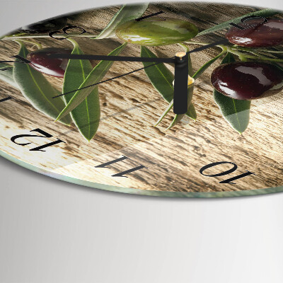 Wanduhr glas rund Oliven
