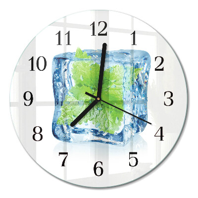 Runde wanduhr aus glas Eisminze