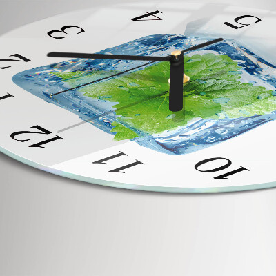Runde wanduhr aus glas Eisminze