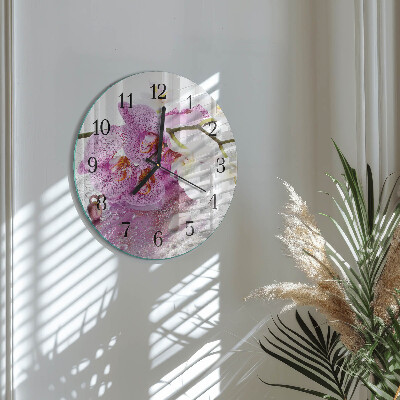 Glas wanduhr mit motiv rund Orchidee