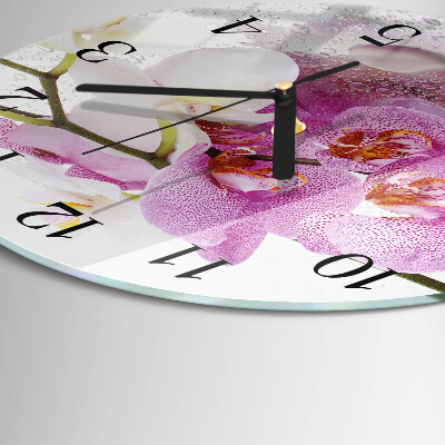 Glas wanduhr mit motiv rund Orchidee