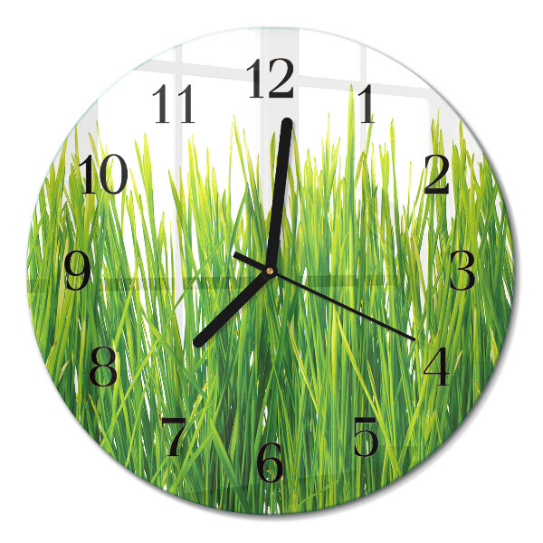 Wanduhr glas rund Gras