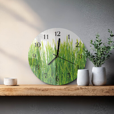 Wanduhr glas rund Gras