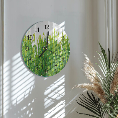 Wanduhr glas rund Gras