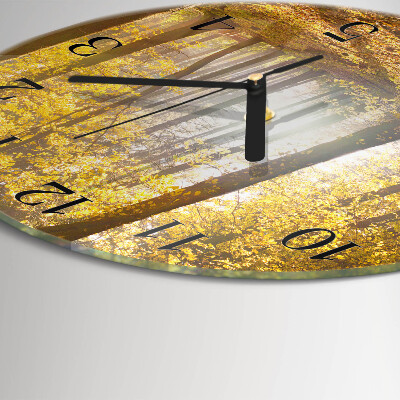 Runde wanduhr aus glas Herbst im Wald