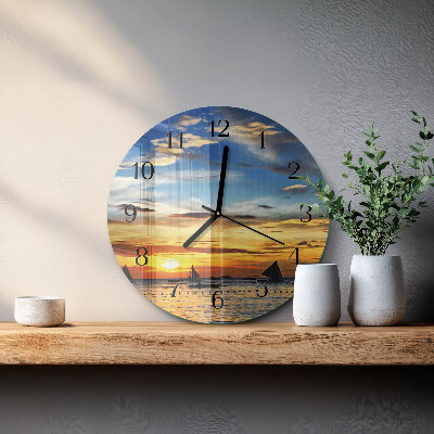 Wanduhr glas rund Sonnenuntergang