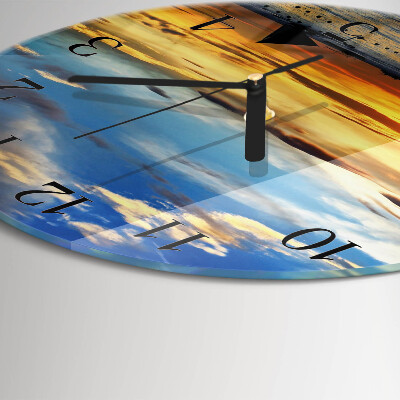 Wanduhr glas rund Sonnenuntergang