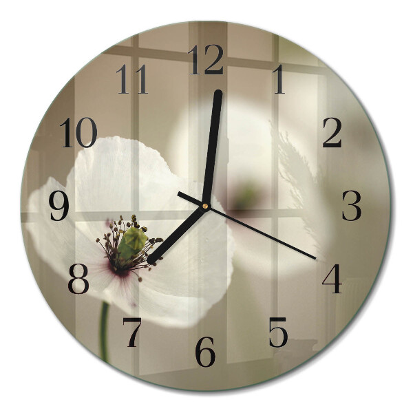 Runde wanduhr Mohn