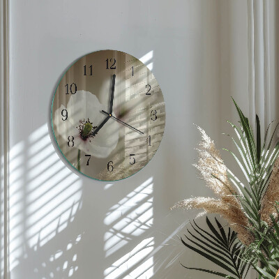 Runde wanduhr Mohn