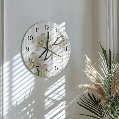 Wanduhr glas rund Orchidee