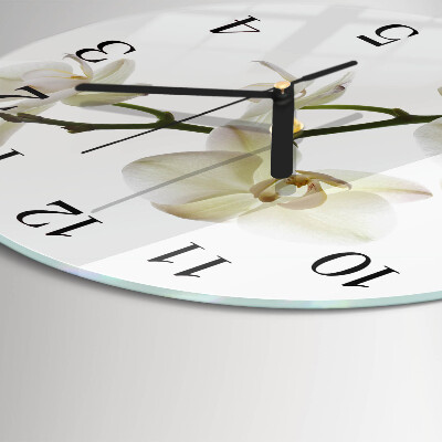 Wanduhr glas rund Orchidee