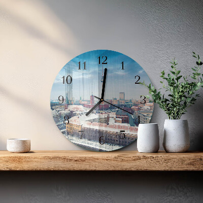 Glas wanduhr mit motiv rund Winterstadt