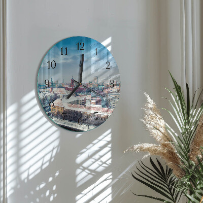 Glas wanduhr mit motiv rund Winterstadt
