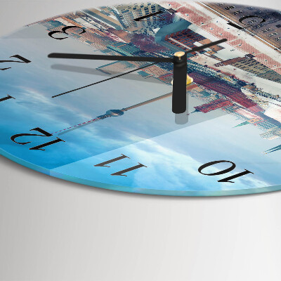 Glas wanduhr mit motiv rund Winterstadt