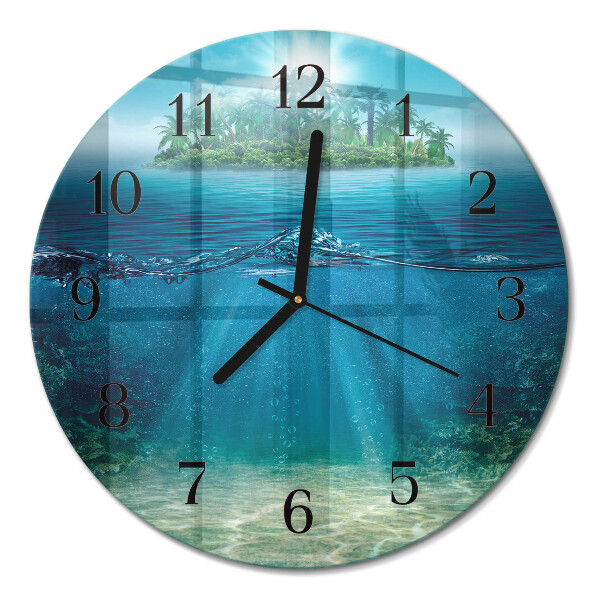 Runde wanduhr aus glas Meeresboden