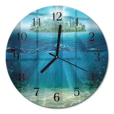 Runde wanduhr aus glas Meeresboden