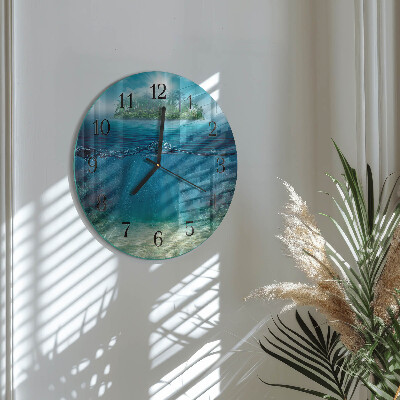 Runde wanduhr aus glas Meeresboden
