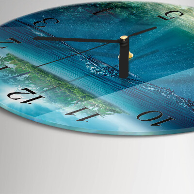 Runde wanduhr aus glas Meeresboden