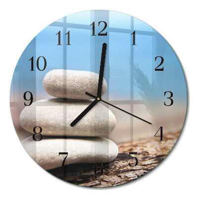 Wanduhr glas rund Steine