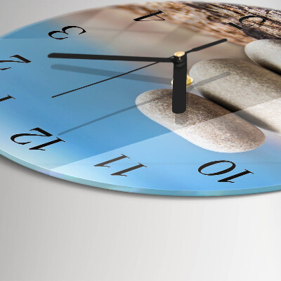 Wanduhr glas rund Steine
